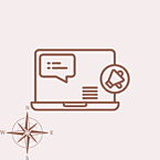 A laptop with marketing icons representing a fractional CMO service